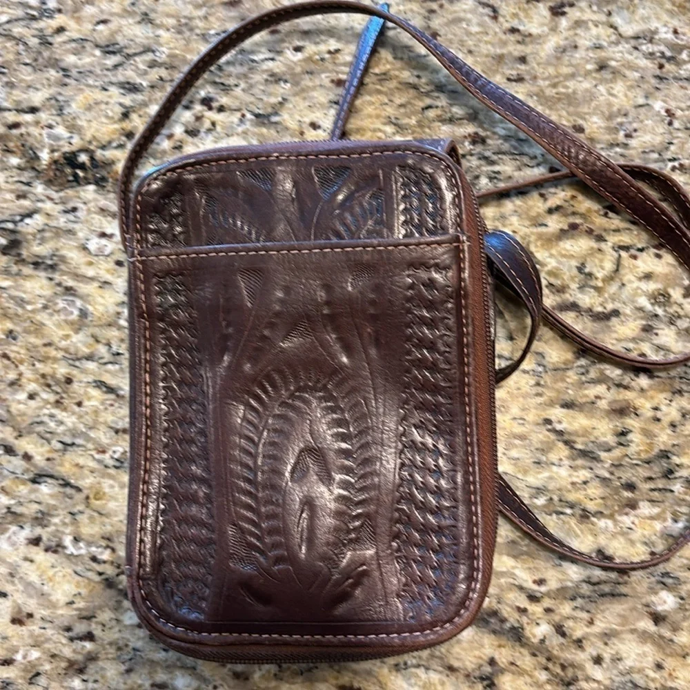 Ropin West Crossbody Purse Hand tooled LEATHER